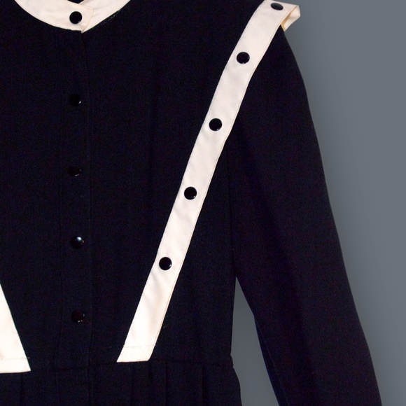 Vintage 1980s Black and White Midi Dress - Picture 4 of 7